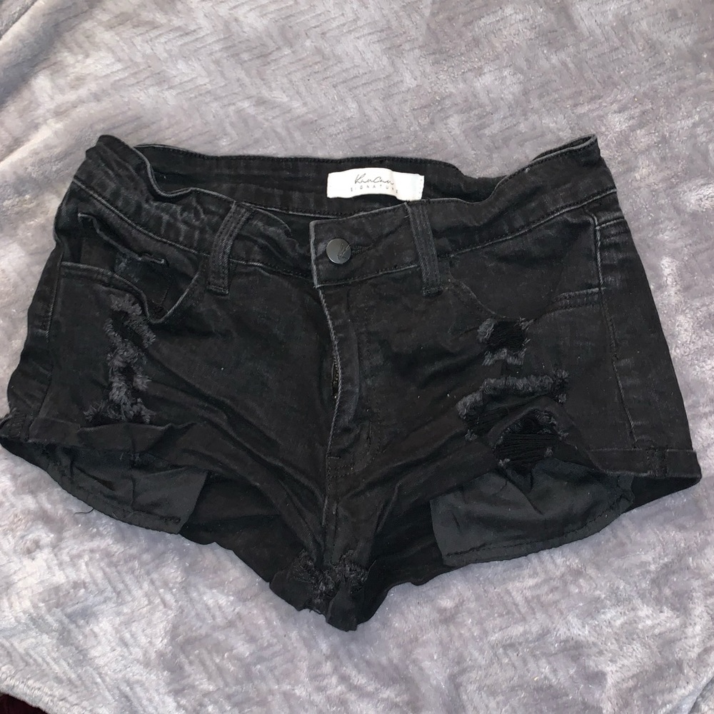 Kancan signature black denim shorts